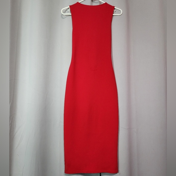 PrettyLittleThing Red Bodycon Midi Dress - 8 - Picture 2 of 7